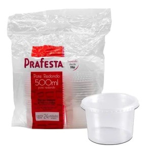 POTE REDONDO 500 ML FREEZER E MICROONDAS COM 24 UNIDADES