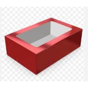 CAIXINHA LAMINADA VERMELHO C/ VISOR PARA 6 DOCES - UNIDADE