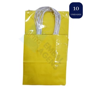 SACOLA DE PAPEL 14X08X16 PACOTE COM 10 UNIDADES VARIAS CORES