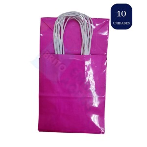 SACOLA DE PAPEL 14X08X16 PACOTE COM 10 UNIDADES VARIAS CORES