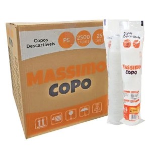 CAIXA COPOS DESCARTÁVEIS 180 ML BRANCO FACA FACIL CONTÉM 25 PACOTES COM 100 UNIDADES CADA, TOTALIZANDO 2.500 COPOS